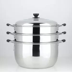 퀸센스 스텐 찜냄비 3단 찜솥 40cm 업소용 대용량 대형 찜통 만두 찜기