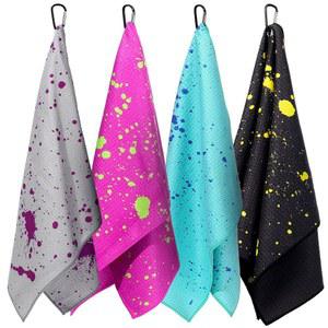 골프 가방 흡수 클럽 볼 클리너 액세서리 및 남성 여성용 선물용 클립 드립 라임 마이크로파이버 패브릭 와플 패턴 타월 4개(16인치 x 24인치) 타월(비비드 컬러)