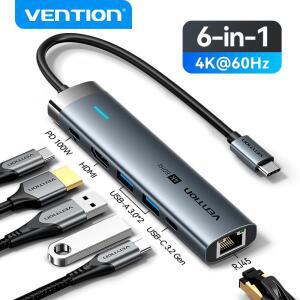 Vention USB C 타입-HDMI 어댑터 맥북 아이패드 프로 에어 M2 M1 Sumsang 액세서리 3.0 허브 RJ45 PD 100W