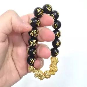 커플팔지 골드 비휴 흑요석 염주 팔찌 1P 재물 금전운 사업운