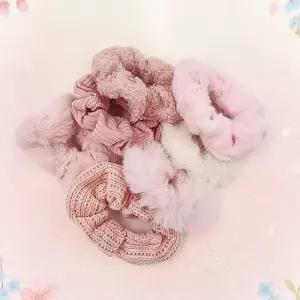 봄 가을 겨울 털 곱창머리끈 7종세트 핑크 똥머리밴드 겨울머리끈 여성스러운헤어끈