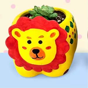 초등 봄활동 나무심기 행사용 사자 다육화분 색칠하기 (물감 붓포함) 키우기키트