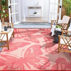 원니타 8x10 야외 러그 대형 방수 리버시블 파티오 구역 실내/외 버터플라이 플라스틱 빨대 휴대용 캠핑 RV