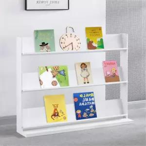 아이방 유아 3단전면책장 1200 화이트 앞표지 책꽂이 유치원 거실 키즈카페 칸