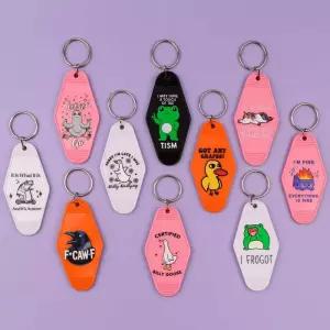 귀여운 개구리 호텔 키 태그 만화 거위 여성 남성 자동차 키링 홀더 주얼리 가방 액세서리 선물