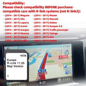 네비게이션 Carminat R-Link 11 25 Renault Megane Laguna Kangoo SD 카드 자동차 Sat Nav 16GB 유럽 영국 업그레이드지도 GPS 도로