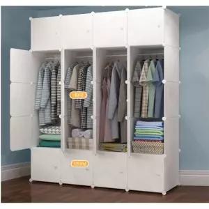 심플 큐브 화이트 선반 옷장(4열12칸) 조립식옷장