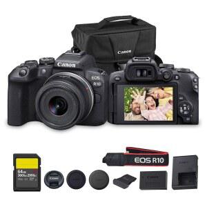 RF-S 18-45mm 렌즈가 장착된 캐논 EOS R10 미러리스 카메라 키트 | 24.2MP APS-C, 4K 비디오, 듀얼 픽셀 AF, 15fps 버스트, 초보 사진작가 및