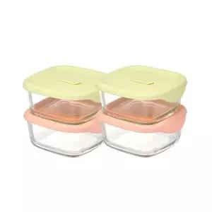 락앤락 내열유리 냉동밥 바로한끼 용기 Lite 실리콘캡 뚜껑 410ml 2P+2P (LNG502S2S2)
