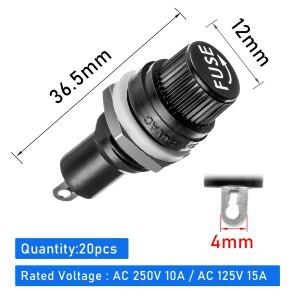 20개 패널 장착 퓨즈 홀더 5x20mm 스크류 캡 250VAC/10A