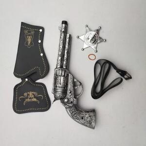 서바이벌 건 아마존 캡 데님 총 3피스세트 웨스턴 장난감 왼쪽 휠 핸드 건(가죽 커버 포함) 중국산 미술 용