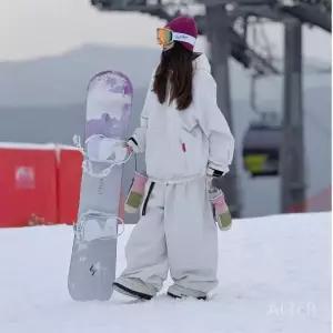 커플 방수 플리스 상의 검은색 스노보드복 세트