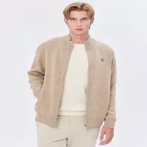 [국내백화점]  헤지스 맨 [24FW] [스테디셀러] 베이지 짜임 울혼방 집업니트 WHSW4D321I2 부드럽고 편안한