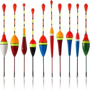 자이언트리 낚시 플로트 밥버 10개 타원형 송어 폼 나무 슬립 스토퍼 스프링 스틱 메기 농어 줄을 위한