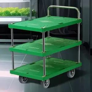 고품질 플라스틱스텐녹색 3단 특대 주방웨건 식당트레이 업소 서...