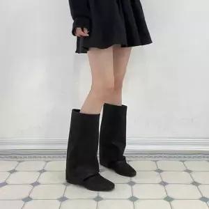 여성 3컬러 가을 겨울 슬라우치 플랫부츠 미들부츠 미들부츠 슬라우치샤프트 플랫솔