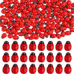 프레트와드 100 PCS 미니 무당벌레 미니어처 피규어가 어둠 속에서 빛납니다 빛나는 작은 수지 벌레 장식