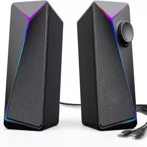ROSON 컴퓨터 스피커 향상된 저음 및 볼륨 조절 기능을 갖춘 게이밍 PC 스테레오 2.0 USB 전원 3.5mm 보조