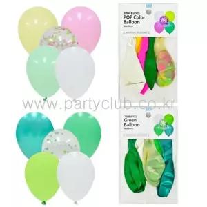 WL PC) 30cm 팝컬러 그린풍선 5입) 행사풍선 파티풍선 풍선세트 생일장식풍선 장식용풍선
