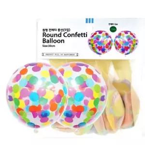 WL PC) 30cm 원형 컨페티풍선 5입) 행사풍선 파티풍선 풍선세트 생일장식풍선 장식용풍선