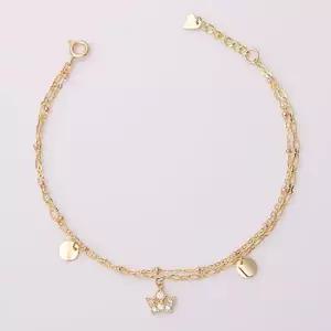 금팔찌 14K gold 루루왕관 골드 로즈골드 두줄 체인 금 팔찌