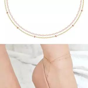 여자발찌 14K 두줄 금볼 트위스트 체인 골드 금 발찌 발찌선물