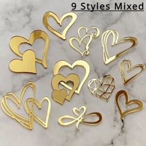 9 디자인 Ins 스타일 러브 하트 아크릴 케이크 토퍼 생일 발렌타인 데이 케이크 장식 웨딩 케이크 사이드 아크릴 삽입