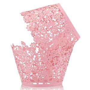 레이저 컷 종이 할로우 컵케이크 랩퍼, 웨딩 생일 파티 케이크 장식, 베이비 샤워 머핀 컵케이크 컵 케이스, 50