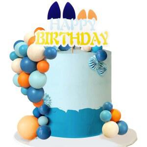 블루 도그 케이크 토퍼 볼 케이크 토퍼, 블루 오렌지, 베이비 샤워용 생일 케이크 장식