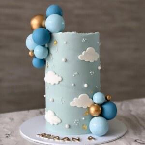 파란색 공 케이크 토퍼 화이트 클라우드 보호 케이크 장식, 곰 생일 베이비 샤워, 세례 컵케이크 토퍼 케이크 장식, 36