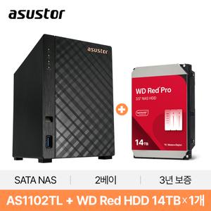 ASUSTOR 아수스토어 DRIVESTOR 2 Lite AS1102TL 14TB (WD NAS용 Red HDD 14TB X 1개) 대원씨티에스