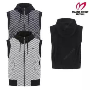 MASTER BUNNY 여성 로고 패턴 후드 집업 조끼 21-E1JV391