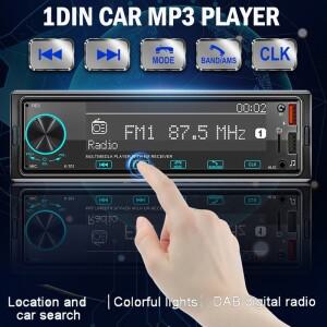 1Din MP3 차량용 플레이어 블루투스 DAB 디지털 라디오 2.5D 터치 스크린 오디오 위치 및 검색
