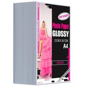 잉크젯 인화지 8.5x11 인치, 광택 200 장 70파운드 / 258 gsm 프리미엄 헤비급 프린터용 즉석 드라이 프로페셔널 엽서 사진 사용 염료