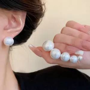 화이트 진주 귀걸이 은침 실버 925 결혼 한복 데일리 WF4B2C6
