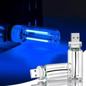 카이리야드 2 PCS 블루 USB 인테리어 자동차 앰비언트 라이트 터치 컨트롤 조절 가능한 밝기 플러그인