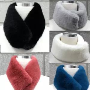인조 밍크 자석 양면 목도리 무지 색상 토끼 털 렉스 넥워머 여성 아이 아동 퍼 머플러
