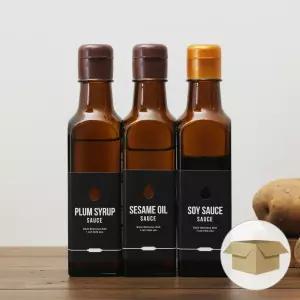 갈색사각대캡250ml 1박스 40병 참기름 들기름 스티커 유리병