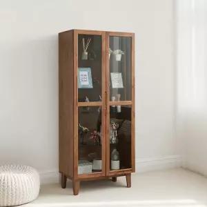 명품 고무나무 원목 장식장 B타입 유리 진열장 수납장 그릇장