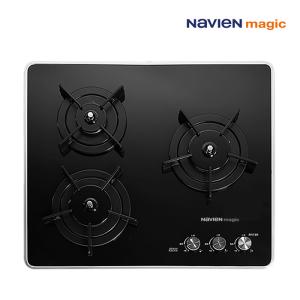 나비엔매직 빌트인 3구 블랙 4중 법랑코팅 가스렌지 가스쿡탑 560X480