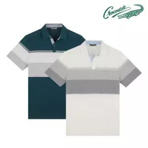 [크로커다일] 부분 패턴 오픈 카라티 CDAA8TS2474