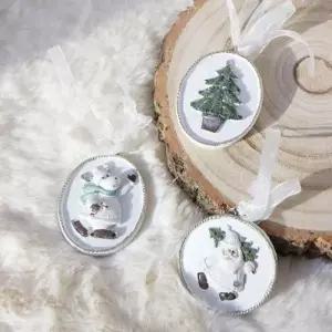 [텐바이텐]크리스마스 장식 화이트 타원 행잉 오너먼트 3type 산타 루돌프 트리