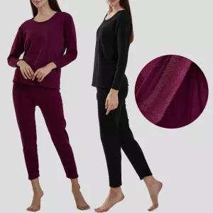 위키란쥬 발데 여성 겨울 융기모 보온 방한 양모 상하 내의 내복 세트