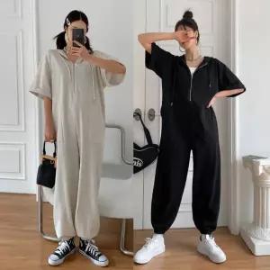 [유야]여성 면 후드 반집업 반팔 점프수트 -FJS0019- 봄 가을