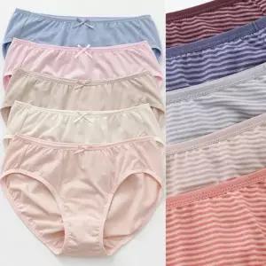 여성 미디 요일 무지 줄무늬 예쁜 패션 삼각 팬티 5매입 세트