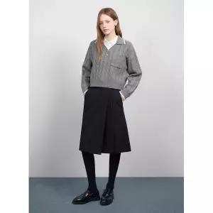 [롯데백화점]시스티나 크롭 카라 배색 긴팔 니트 티-ASKPOO41060