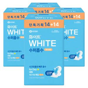 화이트 수퍼흡수 맥시슬림 대형 14+14개입 4팩
