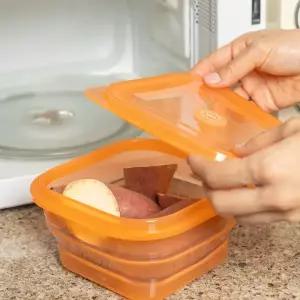 [리빙크리에이터]푸쉬락(지켜락) 900ml (13color) 접이식 실리콘 용기 냉동밥 보관