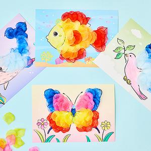 [문구티쳐] 민화샵 KC인증 동물 꽃잎 붙이기 (4종 택1) DIY 유아 북아트 종이아트 방과후만들기 컬러링 모자이크 활동