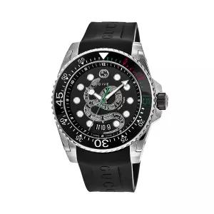 구찌 YA136217 다이브 남성 러버 쿼츠 45mm